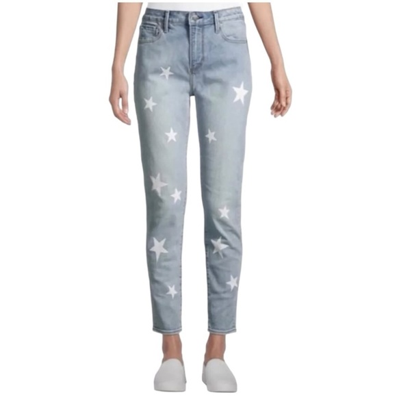 DRIFTWOOD Denim - Driftwood Jackie High Rise Light Wash Star Print Straight Leg Jeans Women’s 29